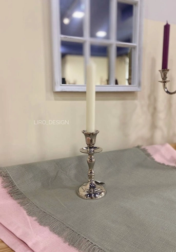 Свічник на одну свічку сріблястий S (алюміній,17*8 см)