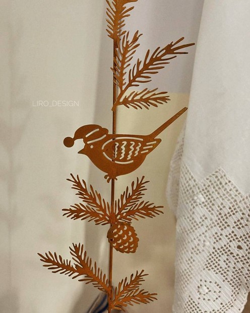 Декоративний металевий штекер "Пташка на гілочці" (коричневий) byMe