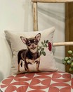 Декоративна гобеленова наволочка з песиком "Чихуахуа з трояндою" (45*45 см)