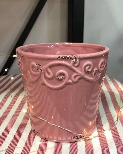 Кашпо керамічне  "рожеве" 12,5 х 11,5 см) Vloria