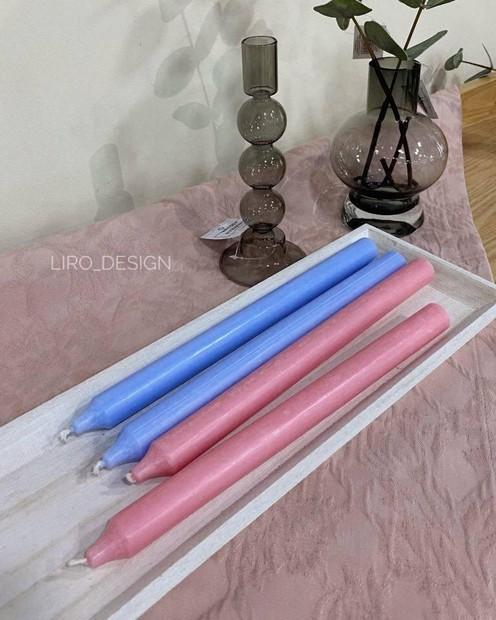 Довга свічка рожевого кольору  (28.5 см,d 2 см) byMe