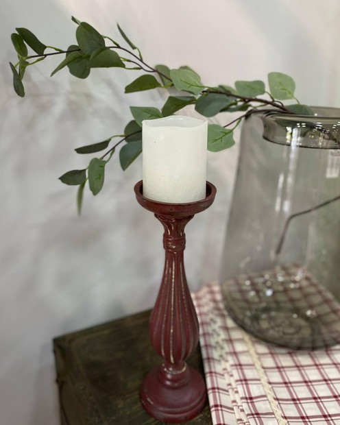 Свічник на ніжці для широкої свічки (бордовий, 34 см, МДФ) Vloria