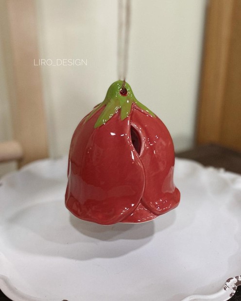 Керамічний дзвоник "Квітка червона" (11.5* 12 см) Vloria