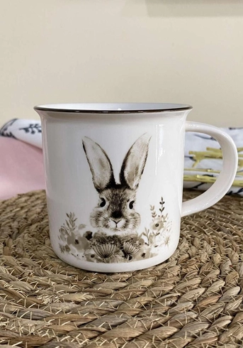 Чашка біла з кроликом (320 мл, порцеляна)