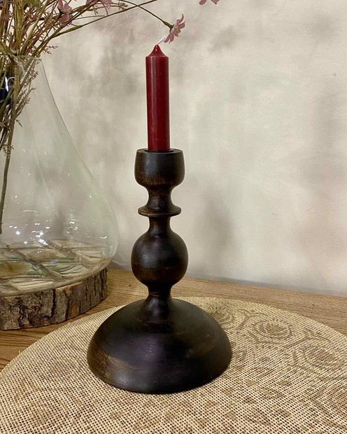 СДерев'яний свічник на ніжці (22* d15 см) Vloria