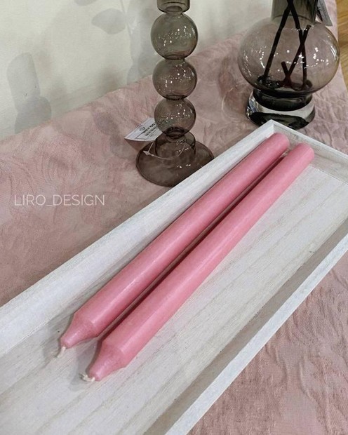 Довга свічка рожевого кольору  (28.5 см,d 2 см) Vloria