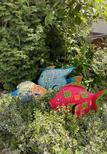 Садова фігурка-ліхтар " Рибка червона"