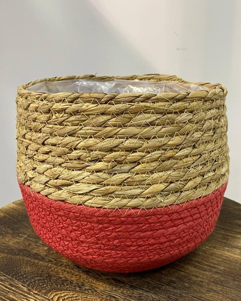 Кошик-кашпо плетений червона (21 х 21 см) Vloria