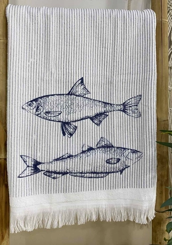 Рушник кухонний бавовняний "з рибками"  (40 х 66 см)