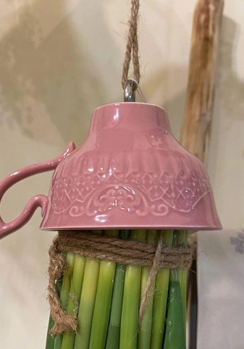 Чашка-гачок (кераміка, темно рожевого кольору, 12х9.5х9 см)