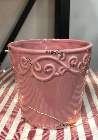 Кашпо керамічне  "рожеве" 12,5 х 11,5 см)