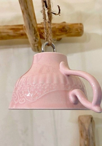 Чашка-гачок (кераміка, рожевого кольору, 12х9.5х9 см)
