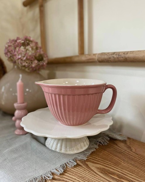 Чаша для тіста рожева (кераміка, h 12*18*24 см) Vloria