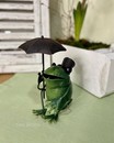 Садова фігурка "Жаба з парасолею" (метал,  h  14*11*8.5 см)