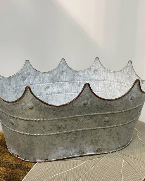 Кашпо металеве сірого кольору "Корона" (32 х 22.5 х 15.5 см) Vloria