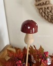 Осінній декор грибочок на паличці "бордо" (3,5*4,5+24 см)