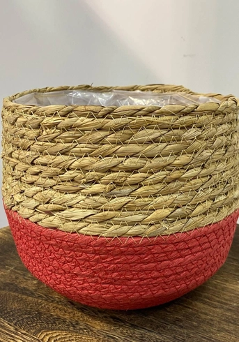 Кошик-кашпо плетений червона (21 х 21 см)