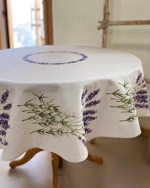Скатертина на круглий стіл з квітковим малюнком (D-160 см) Vloria